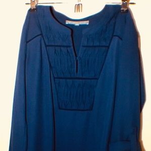 Navy blue mixed media shirt